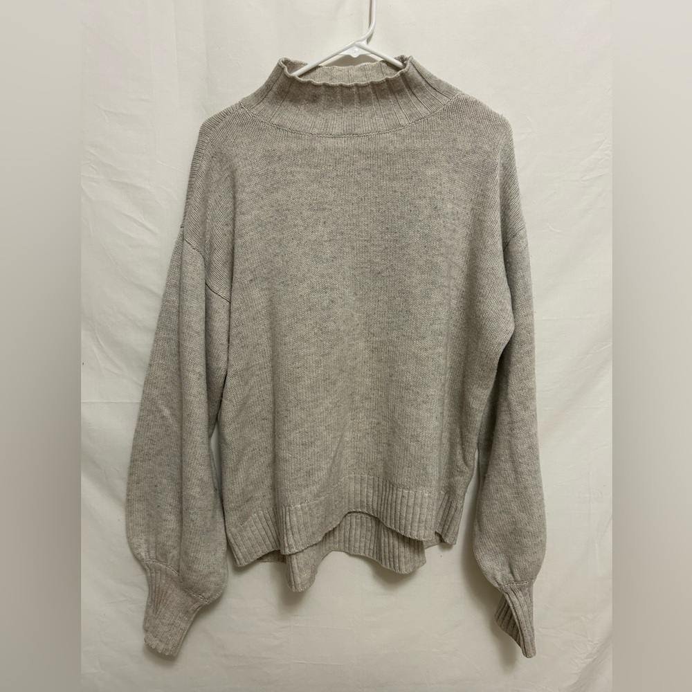 INTERMIX Light Gray Mock Neck Sweater